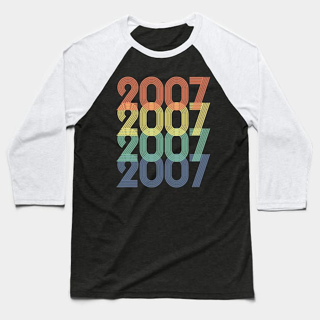 Cool Retro Year 2007 - Made In 2007 - 16 Years Old, 16th Birthday Gift For Teens Men & Women Baseball T-Shirt by Art Like Wow Designs